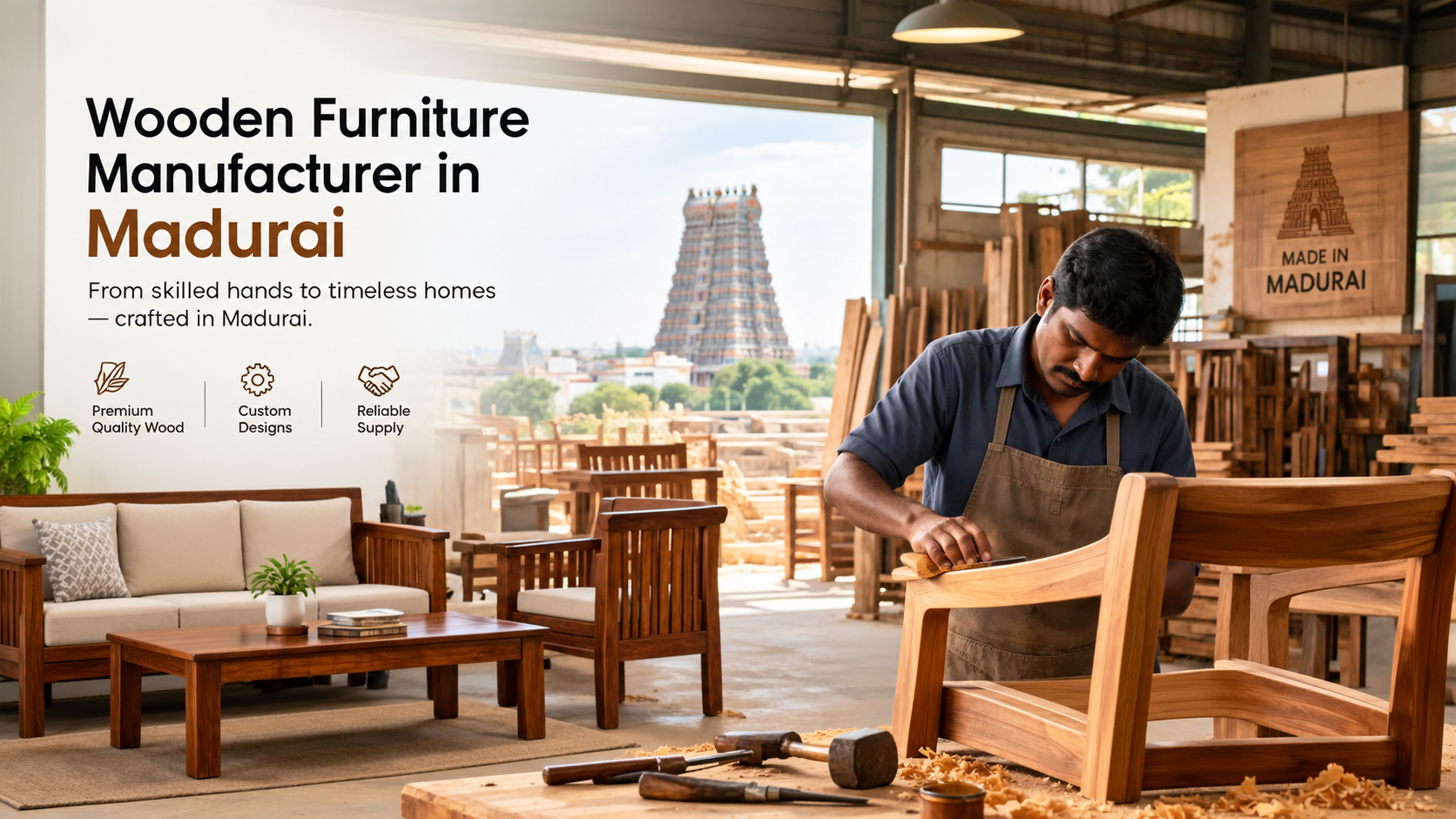 Wooden furniture manufacturer in Madurai crafting custom wooden chairs and furniture